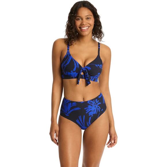 Sea Level Tradewind Night Sky High Waist Floral Print Bikini Swimsuit Bottoms 8 - Picture 2 of 13